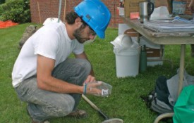 Image: Professor Grant Garven has lead Tufts to house a comprehensive array of drilled boreholes throughout campus. The thirteen different hidden wells, one of which is 700 feet deep, make Tufts the single institution with the most comprehensive outdoor laboratory for studying groundwater. 